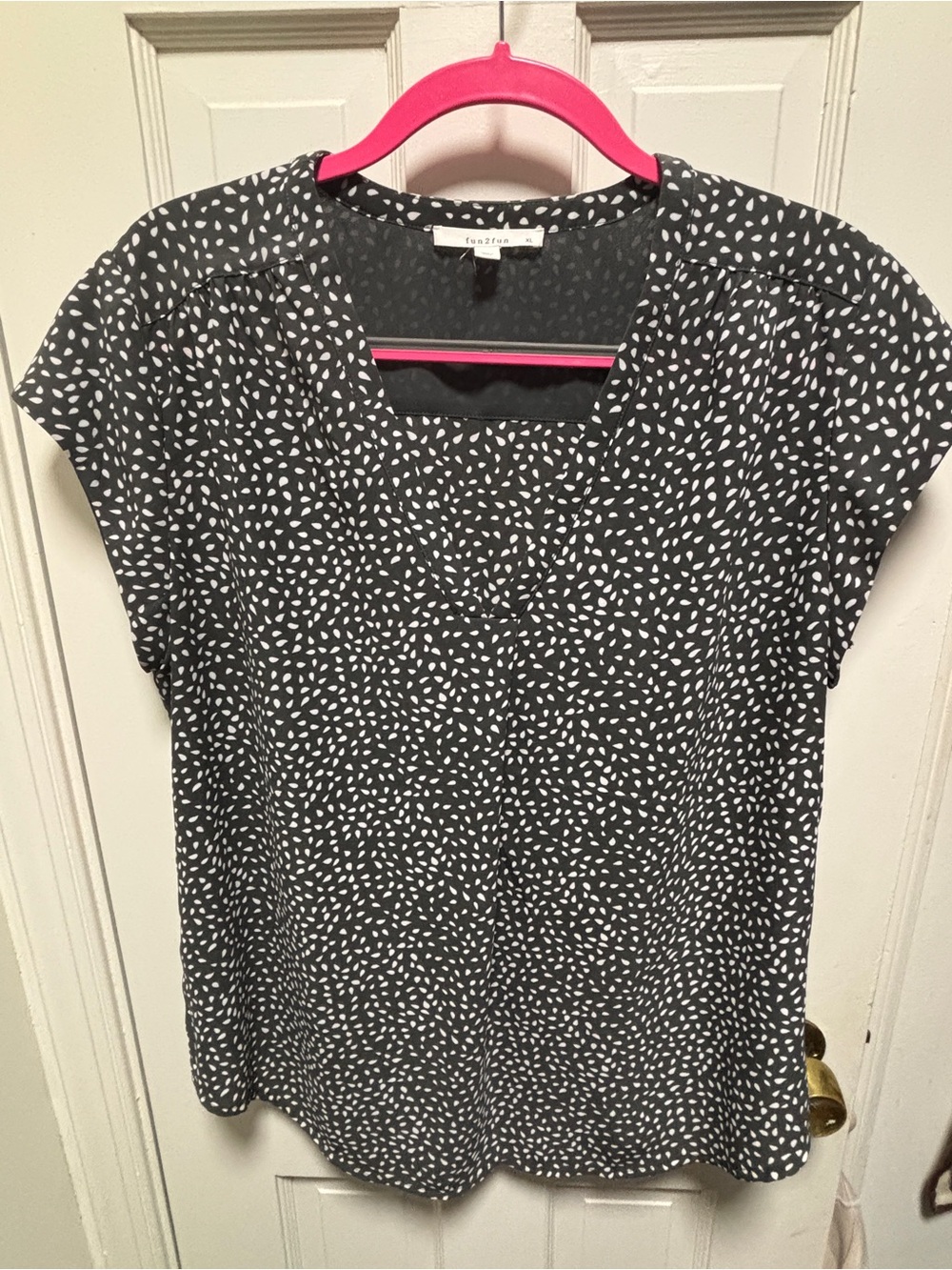 Fun2fun Gray & White Printed Cap Sleeve Top